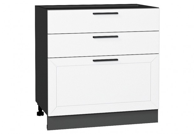 Шкаф нижний с 3-мя ящиками Глетчер Айленд Силк / Graphite 80 х 47,8 х 81,6 см