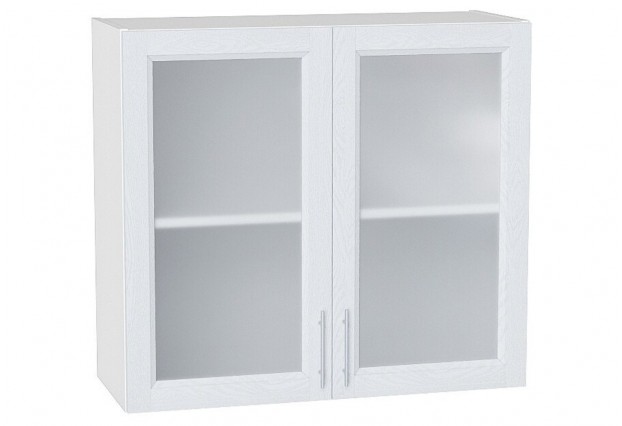 Шкаф верхний с 2-мя остекленными дверцами Сканди White Softwood / Белый 80 х 32 х 71,6 см