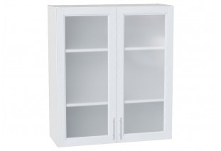 Шкаф верхний с 2-мя остекленными дверцами Сканди White Softwood / Белый 80 х 32 х 92 см