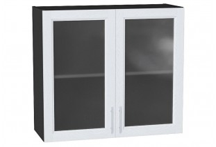 Шкаф верхний с 2-мя остекленными дверцами Сканди White Softwood / Graphite 80 х 32 х 71,6 см