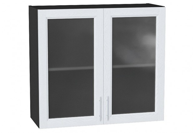 Шкаф верхний с 2-мя остекленными дверцами Сканди White Softwood / Graphite 80 х 32 х 71,6 см