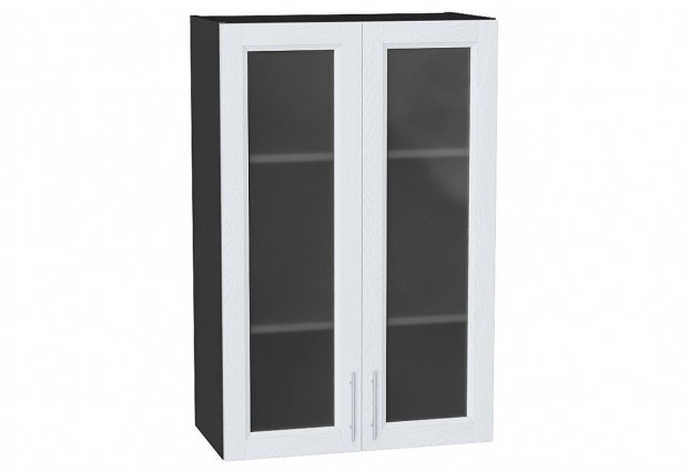 Шкаф верхний с 2-мя остекленными дверцами Сканди White Softwood / Graphite 60 х 32 х 92 см
