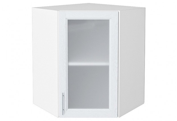Шкаф верхний угловой остекленный Сканди White Softwood / Белый 60 х 60 х 71,6 см