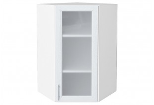 Шкаф верхний угловой остекленный Сканди White Softwood / Белый 60 х 60 х 92 см