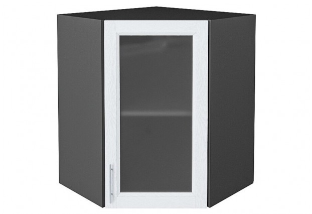 Шкаф верхний угловой остекленный Сканди White Softwood / Graphite 60 х 60 х 71,6 см