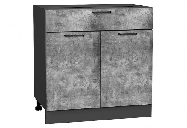 Шкаф нижний с 2-мя дверцами и ящиком Флэт Temple Stone 2S / Graphite 80 х 47,8 х 81,6 см