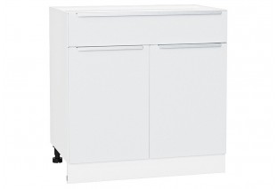 Шкаф нижний с 2-мя дверцами и ящиком Фьюжн Silky White / Белый 80 х 48 х 81,6 см