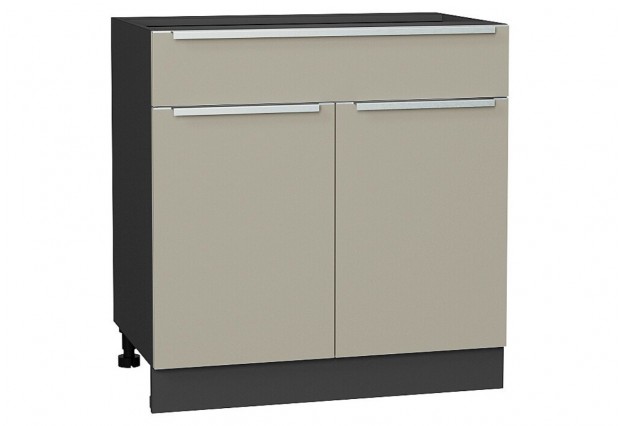 Шкаф нижний с 2-мя дверцами и ящиком Фьюжн Silky Grey / Graphite 80 х 48 х 81,6 см