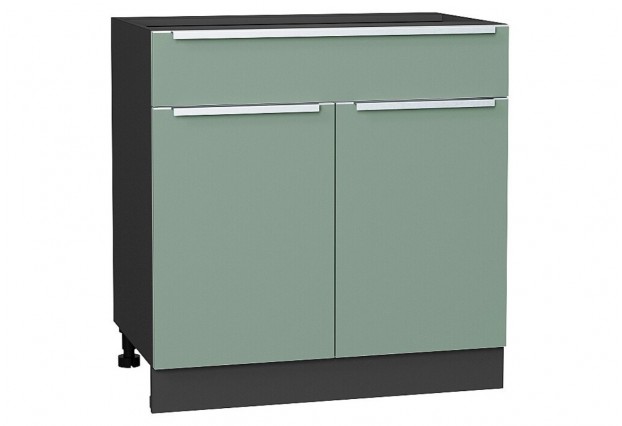 Шкаф нижний с 2-мя дверцами и ящиком Фьюжн Silky Mint / Graphite 80 х 48 х 81,6 см