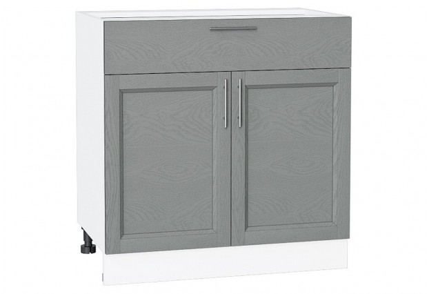 Шкаф нижний с 2-мя дверцами и ящиком Сканди Grey Softwood / Белый 80 х 48 х 81,6 см