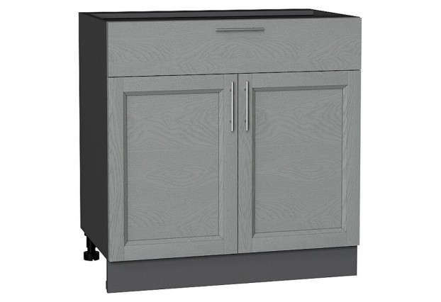 Шкаф нижний с 2-мя дверцами и ящиком Сканди Grey Softwood / Graphite 80 х 48 х 81,6 см