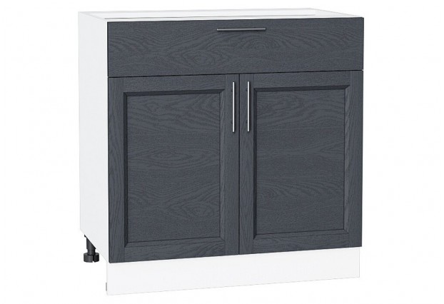 Шкаф нижний с 2-мя дверцами и ящиком Сканди Graphite Softwood / Белый 80 х 48 х 81,6 см