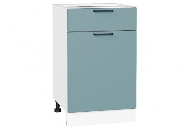 Шкаф нижний с 1-ой дверцей и ящиком Флэт Grey-green In 2S / Белый 50 х 47,8 х 81,6 см