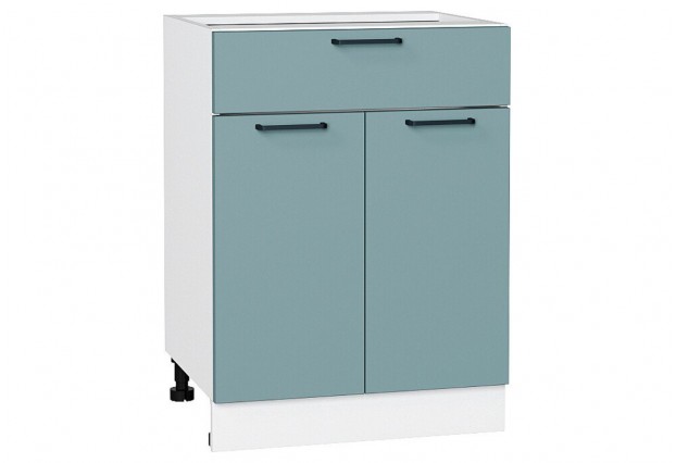 Шкаф нижний с 2-мя дверцами и ящиком Флэт Grey-green In 2S / Белый 60 х 47,8 х 81,6 см