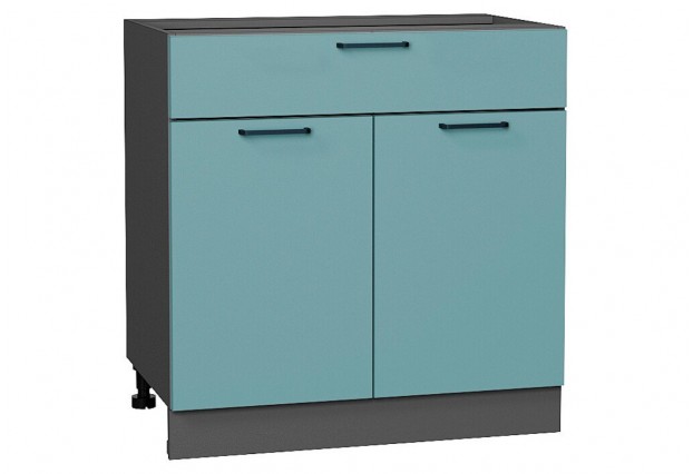 Шкаф нижний с 2-мя дверцами и ящиком Флэт Grey-green In 2S / Graphite 80 х 47,8 х 81,6 см