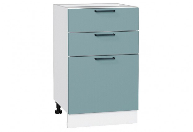 Шкаф нижний с 3-мя ящиками Флэт Grey-green In 2S / Белый 50 х 47,8 х 81,6 см