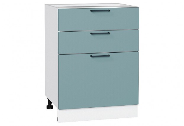 Шкаф нижний с 3-мя ящиками Флэт Grey-green In 2S / Белый 60 х 47,8 х 81,6 см