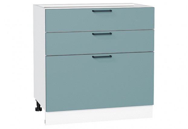 Шкаф нижний с 3-мя ящиками Флэт Grey-green In 2S / Белый 80 х 47,8 х 81,6 см