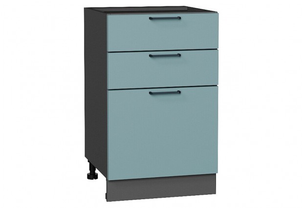 Шкаф нижний с 3-мя ящиками Флэт Grey-green In 2S / Graphite 50 х 47,8 х 81,6 см