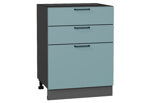 Шкаф нижний с 3-мя ящиками Флэт Grey-green In 2S / Graphite 60 х 47,8 х 81,6 см
