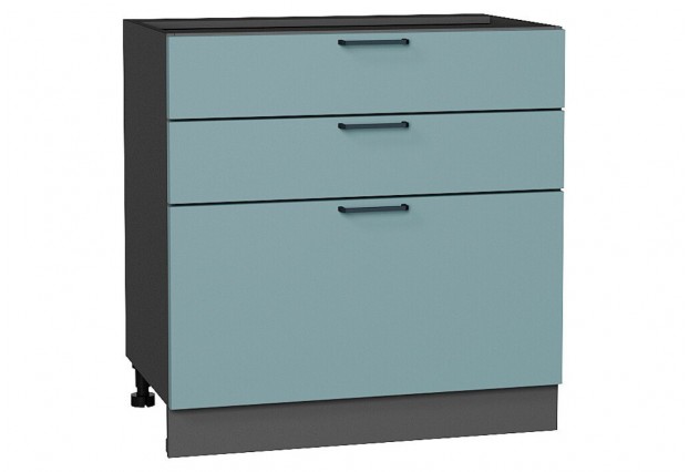 Шкаф нижний с 3-мя ящиками Флэт Grey-green In 2S / Graphite 80 х 47,8 х 81,6 см