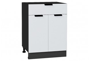 Шкаф нижний с 2-мя дверцами и ящиком Евро Белый / Graphite 60 х 47,8 х 81,6 см
