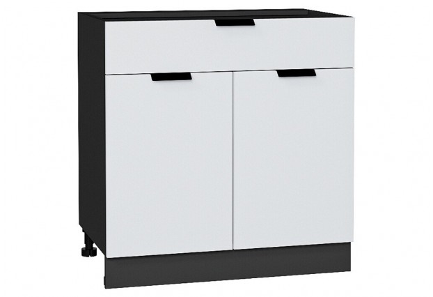 Шкаф нижний с 2-мя дверцами и ящиком Евро Белый / Graphite 80 х 47,8 х 81,6 см