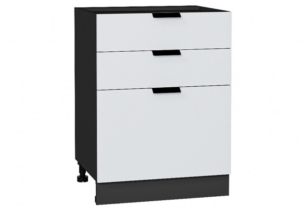 Шкаф нижний с 3-мя ящиками Евро Белый / Graphite 60 х 48 х 81,6 см