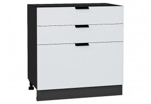 Шкаф нижний с 3-мя ящиками Евро Белый / Graphite 80 х 47,8 х 81,6 см