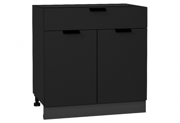 Шкаф нижний с 2-мя дверцами и ящиком Евро Антрацит / Graphite 80 х 47,8 х 81,6 см