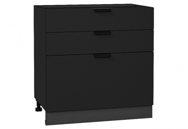 Шкаф нижний с 3-мя ящиками Евро Антрацит / Graphite 80 х 47,8 х 81,6 см