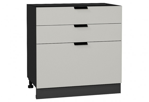 Шкаф нижний с 3-мя ящиками Евро Агат / Graphite 80 х 47,8 х 81,6 см