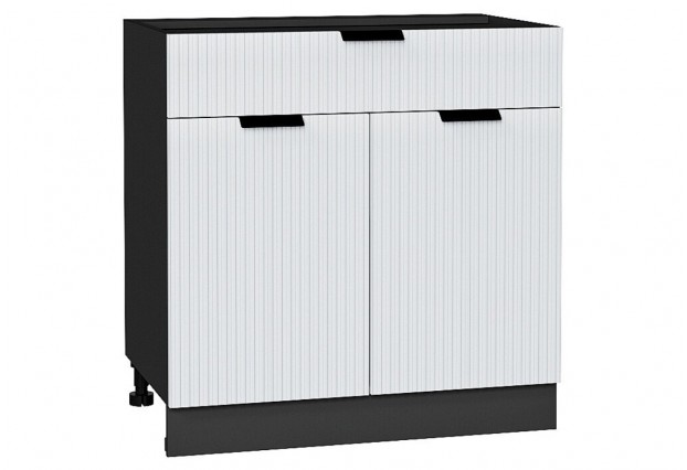 Шкаф нижний с 2-мя дверцами и ящиком Евро Лайн Белый / Graphite 80 х 47,8 х 81,6 см