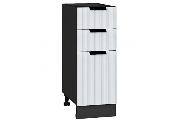 Шкаф нижний с 3-мя ящиками Евро Лайн Белый / Graphite 30 х 47,8 х 81,6 см