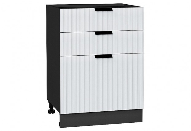 Шкаф нижний с 3-мя ящиками Евро Лайн Белый / Graphite 60 х 48 х 81,6 см
