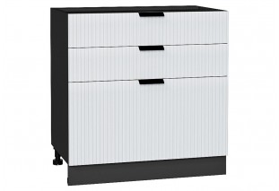Шкаф нижний с 3-мя ящиками Евро Лайн Белый / Graphite 80 х 47,8 х 81,6 см