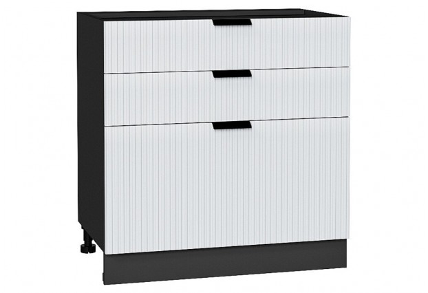 Шкаф нижний с 3-мя ящиками Евро Лайн Белый / Graphite 80 х 47,8 х 81,6 см