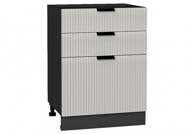 Шкаф нижний с 3-мя ящиками Евро Лайн Агат / Graphite 60 х 48 х 81,6 см