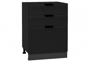 Шкаф нижний с 3-мя ящиками Евро Лайн Антрацит / Graphite 60 х 48 х 81,6 см