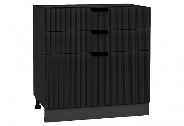 Шкаф нижний с 3-мя ящиками Евро Лайн Антрацит / Graphite 80 х 47,8 х 81,6 см