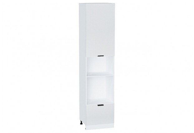 Шкаф пенал с 1-ой дверцей и ящиком под технику Евро Лайн Белый / Белый 60 х 57,4 х 233,6 см