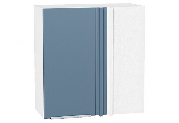 Шкаф верхний прямой угловой Фьюжн Silky Blue / Белый 70 х 34,5 х 71,6 см
