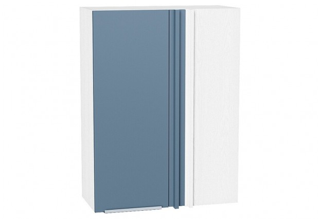Шкаф верхний прямой угловой Фьюжн Silky Blue / Белый 70 х 34,5 х 92 см