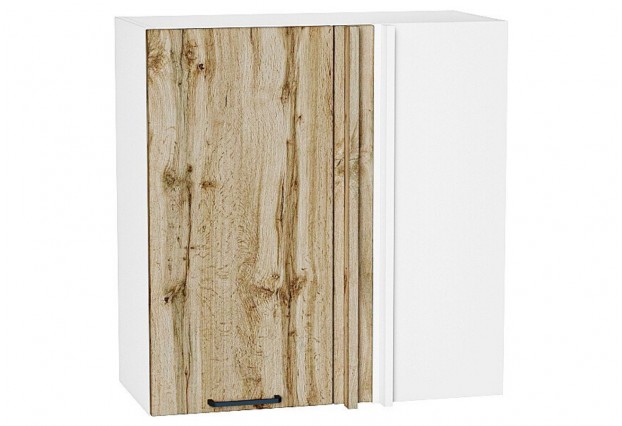 Шкаф верхний прямой угловой Флэт Wotan Oak 2S / Белый 70 х 34,5 х 71,6 см