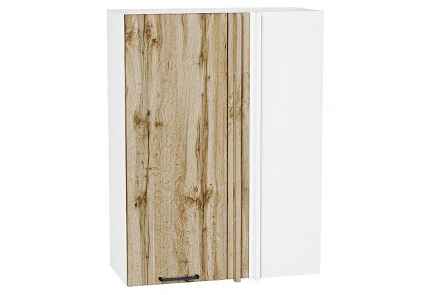 Шкаф верхний прямой угловой Флэт Wotan Oak 2S / Белый 70 х 34,5 х 92 см